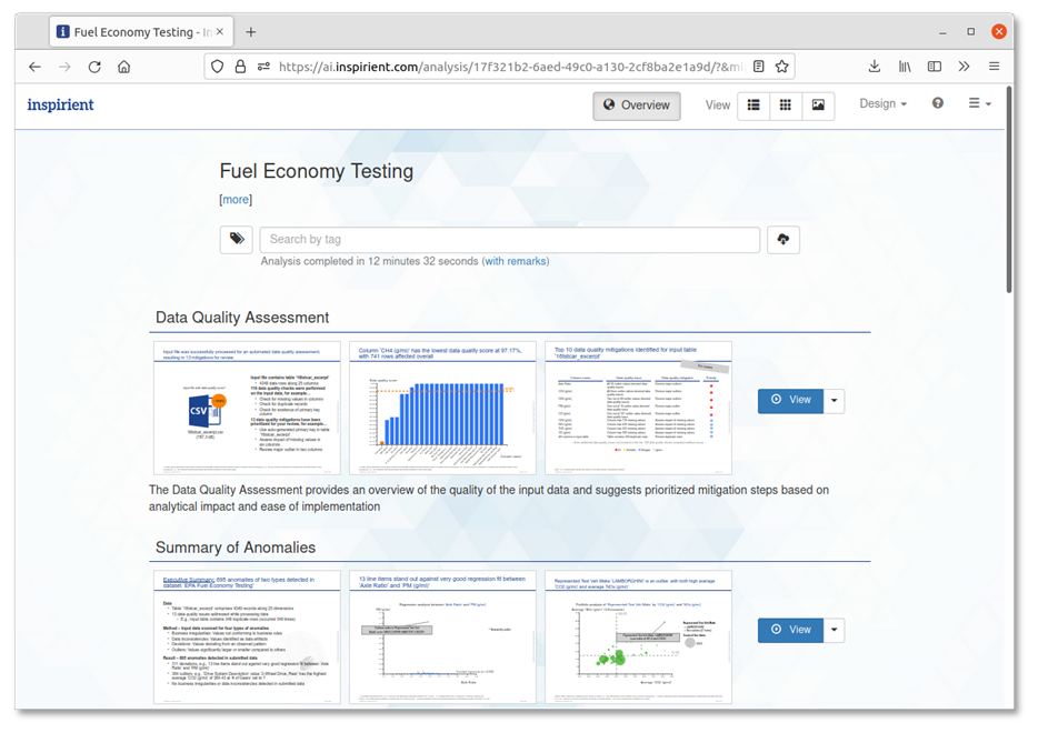 Inspirient's web application showing AI-generated presentations