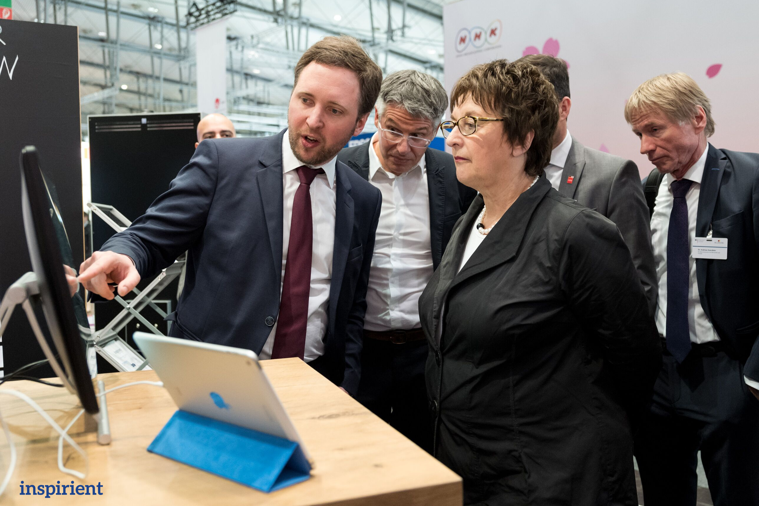 Ms Zypries visiting the booth of Inspirient