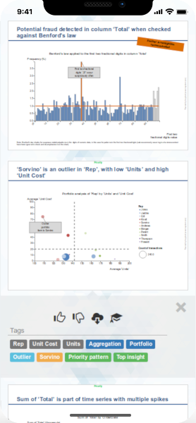 Analysis results on a mobile device